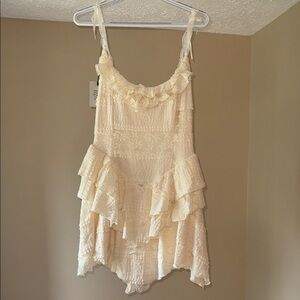 Cream Lace Ruffle Dress